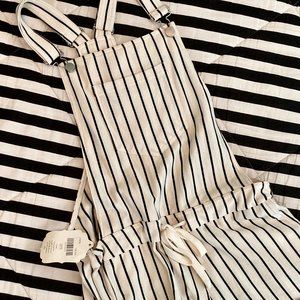 Altar'd State Cream + Black Short Overalls S